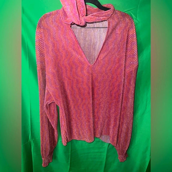 Zara Metallic Blouse size Large - Picture 4 of 9